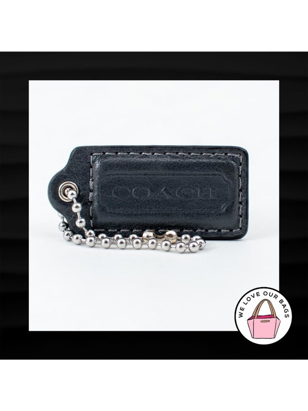2.25" Medium COACH GRAY LEATHER KEY FOB BAG CHARM KEYCHAIN HANGTAG TAG